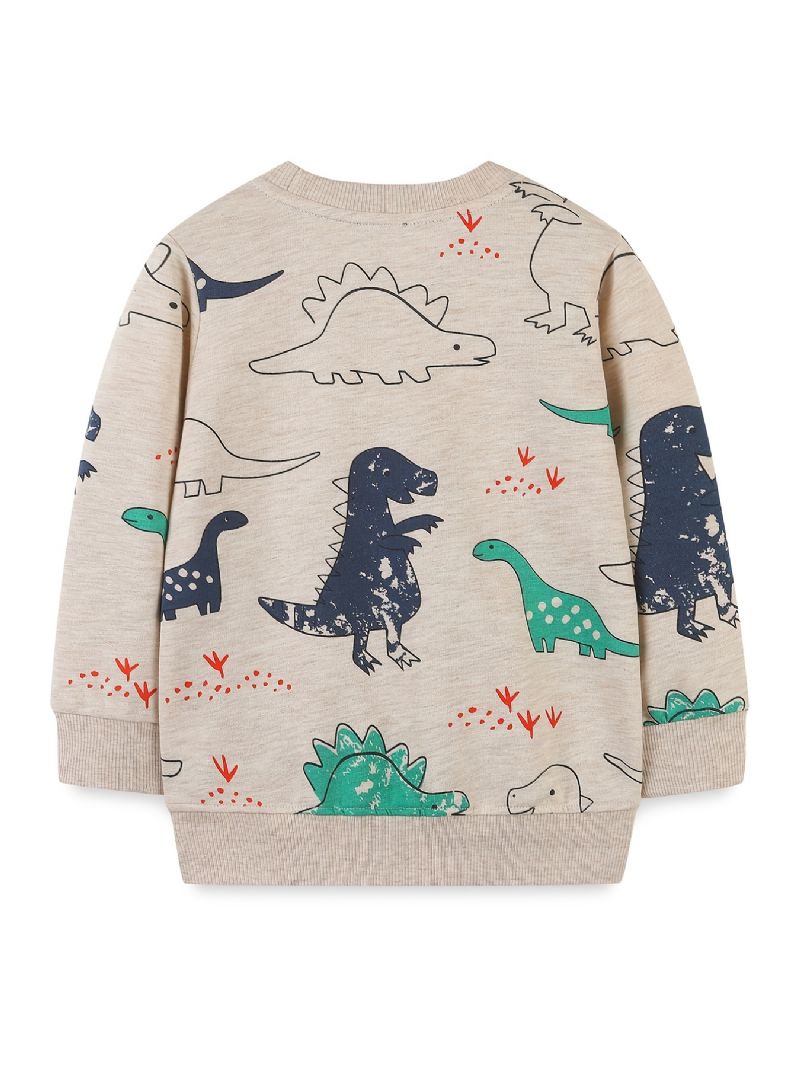 Baby Gutter Pullover Dinosaur Print Rund Hals Langermet Sweatshirt Overdeler Barneklær