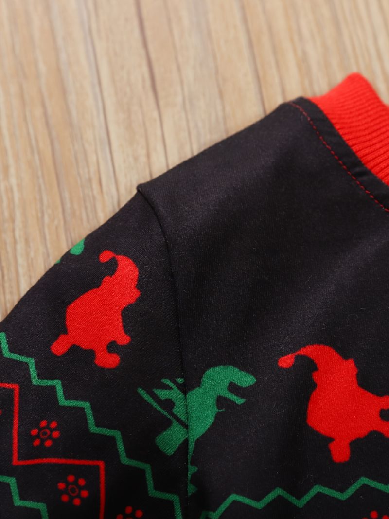 Baby Gutter Pullover Jul Grafisk Dinosaur Print Rund Hals Langermet Sweatshirt Barneklær