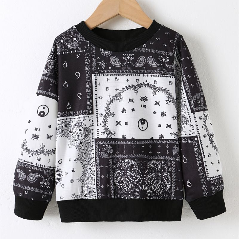 Baby Gutter Pullover Print Rundhals Langermet Sweatshirt Topper Barneklær