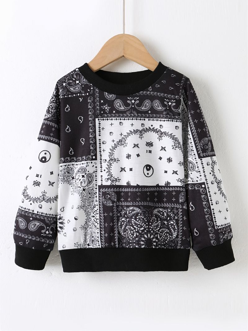 Baby Gutter Pullover Print Rundhals Langermet Sweatshirt Topper Barneklær