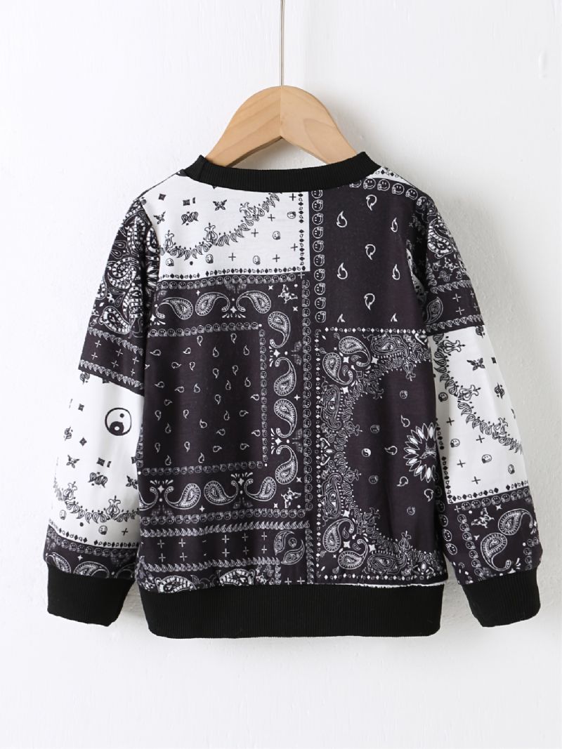 Baby Gutter Pullover Print Rundhals Langermet Sweatshirt Topper Barneklær