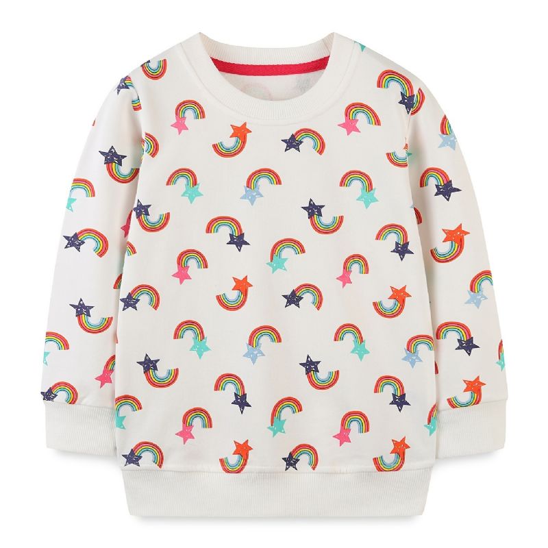 Baby Gutter Pullover Regnbuetrykk Rundhals Langermet Sweatshirt Overdeler Barneklær