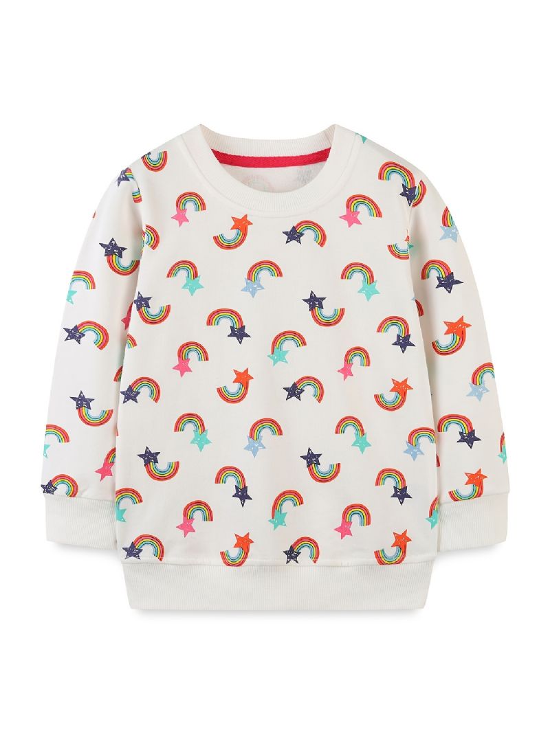 Baby Gutter Pullover Regnbuetrykk Rundhals Langermet Sweatshirt Overdeler Barneklær