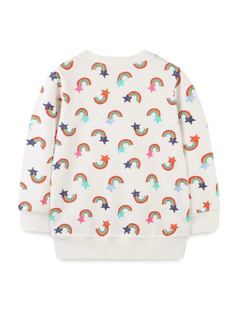 Baby Gutter Pullover Regnbuetrykk Rundhals Langermet Sweatshirt Overdeler Barneklær