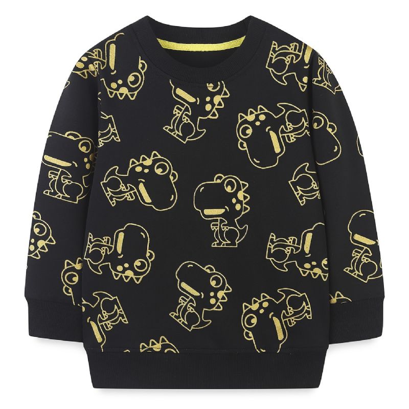 Baby Gutter Pullover Søt Dinosaur Print Rund Hals Langermet Sweatshirt Overdeler Barneklær