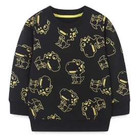 Baby Gutter Pullover Søt Dinosaur Print Rund Hals Langermet Sweatshirt Overdeler Barneklær