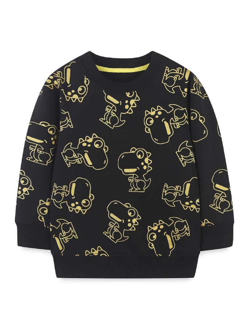 Baby Gutter Pullover Søt Dinosaur Print Rund Hals Langermet Sweatshirt Overdeler Barneklær