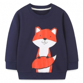 Baby Gutter Pullover Tegneserie Fox Grafisk Rundhals Langermet Genser Barneklær