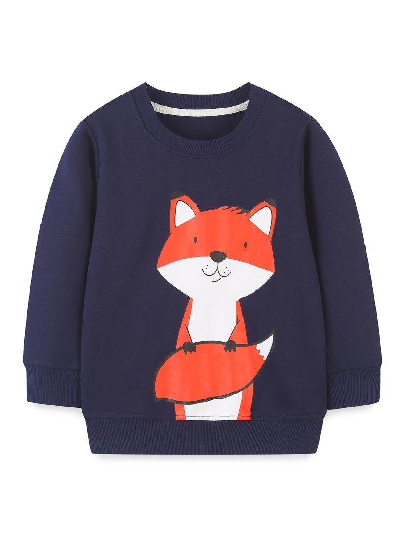 Baby Gutter Pullover Tegneserie Fox Grafisk Rundhals Langermet Genser Barneklær