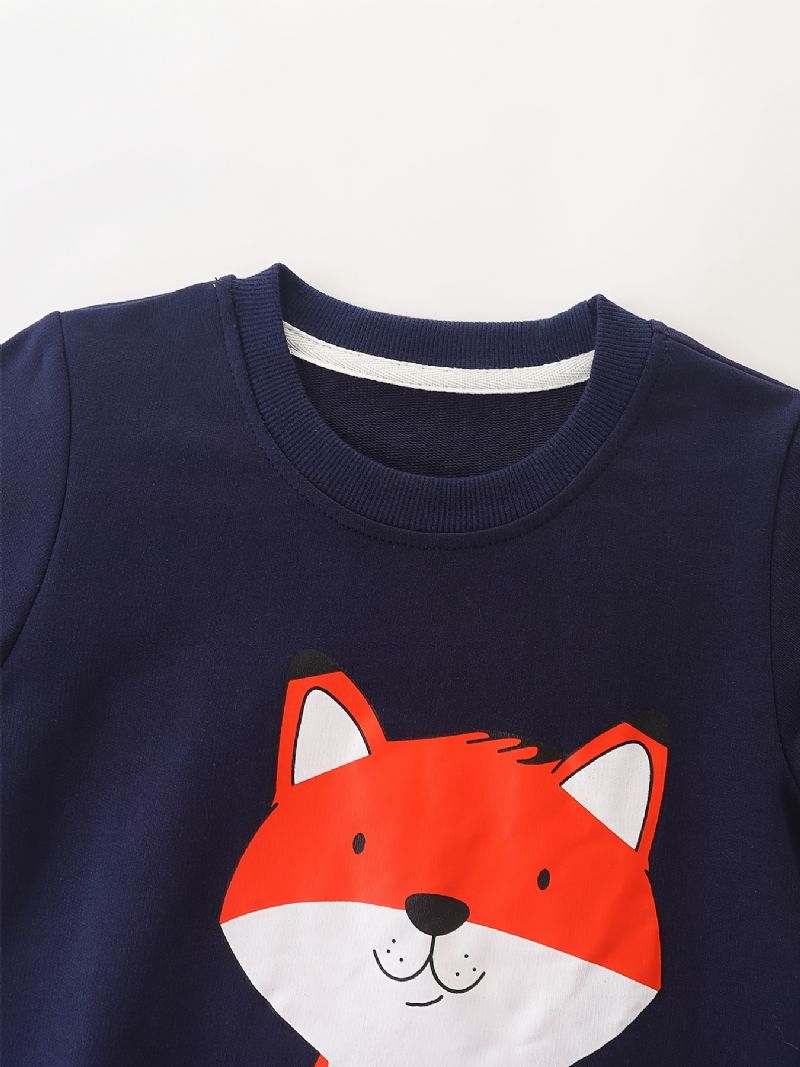 Baby Gutter Pullover Tegneserie Fox Grafisk Rundhals Langermet Genser Barneklær