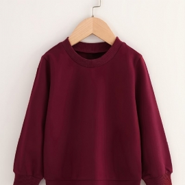 Baby Jenter Crew Neck Solid Sweatshirt For Høst Og Vinter Ny