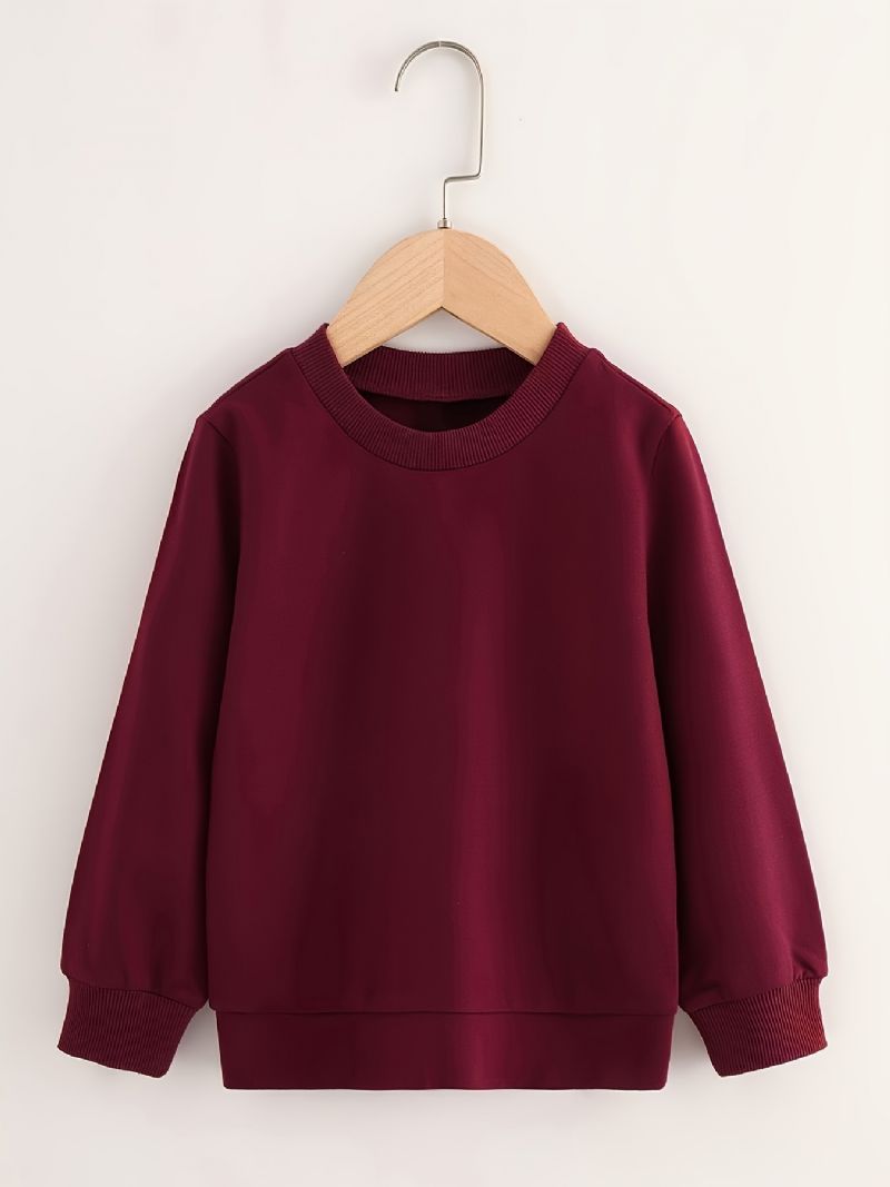 Baby Jenter Crew Neck Solid Sweatshirt For Høst Og Vinter Ny