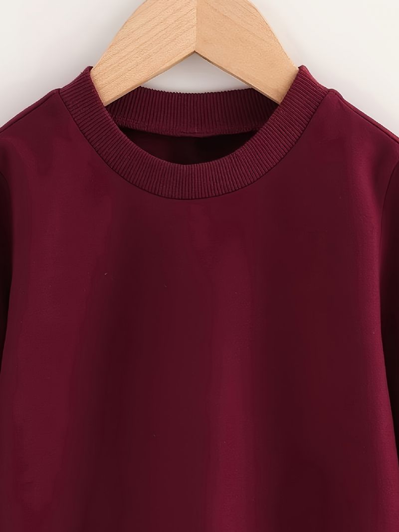 Baby Jenter Crew Neck Solid Sweatshirt For Høst Og Vinter Ny