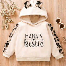 Baby Jenter Leopard Ear Hettegenser Mamas Bestie Little Print Langermet Genser Sweatshirt Barneklær