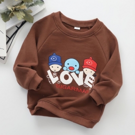 Baby Pullover Letter Print Rund Hals Langermet Sweatshirt Gutter Jenter Barneklær