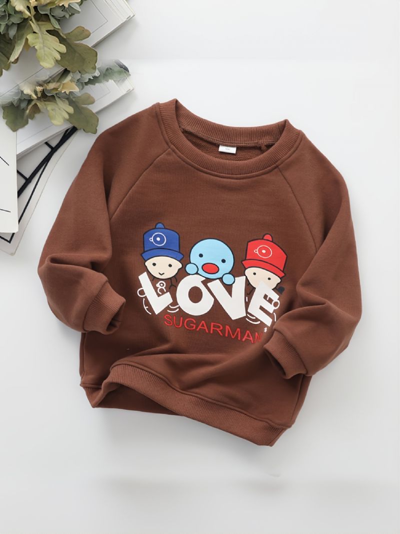 Baby Pullover Letter Print Rund Hals Langermet Sweatshirt Gutter Jenter Barneklær