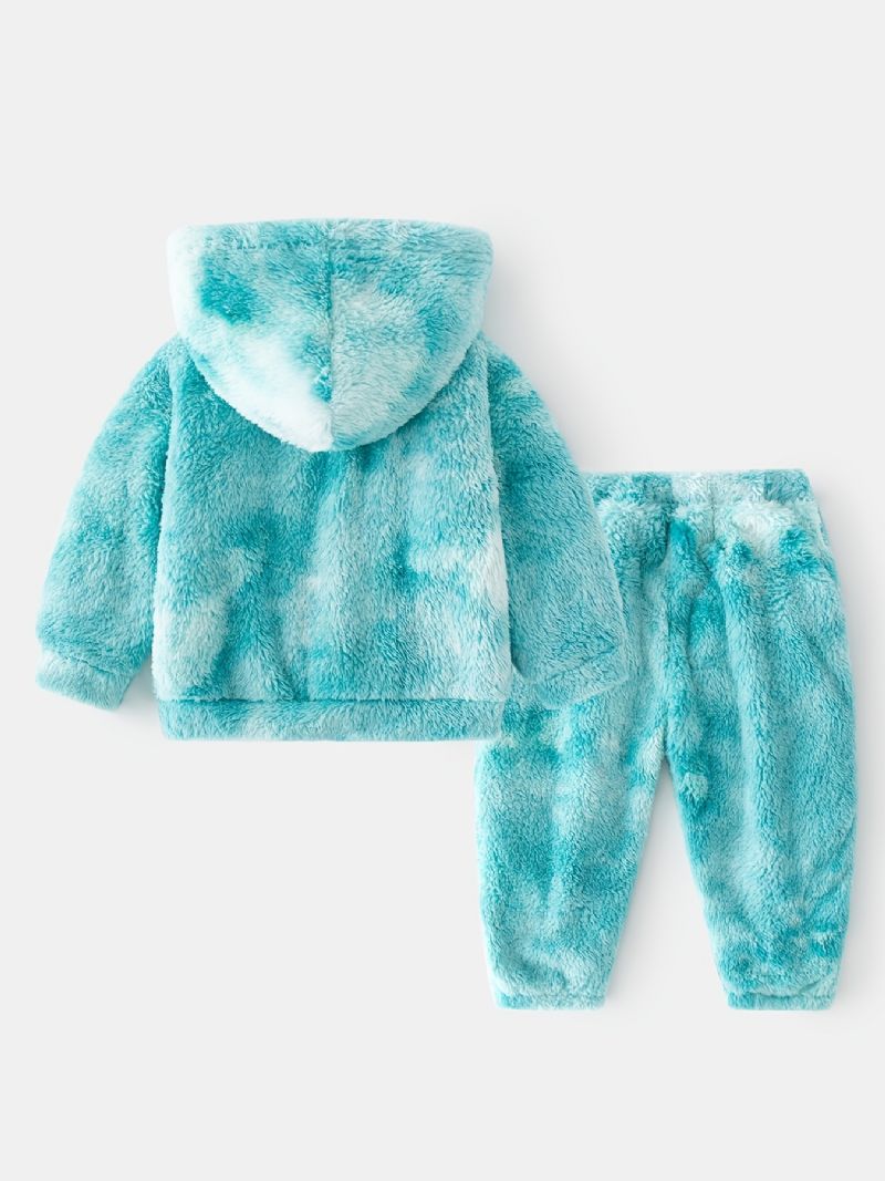 Baby Tie Dye Hettegenser Plysj Varm Genser Og Bukser Vinter For Jenter Gutter Barneklær