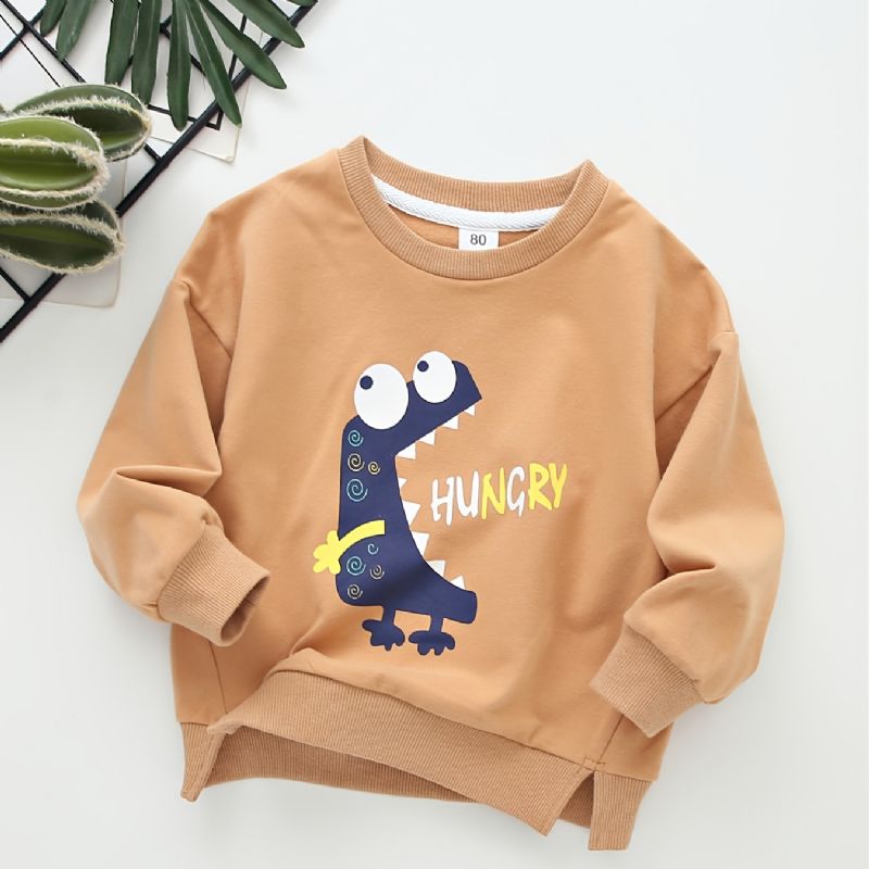 Barn Gutter Dinosaur Print Rund Hals Langermet Sweatshirt