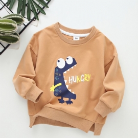 Barn Gutter Dinosaur Print Rund Hals Langermet Sweatshirt