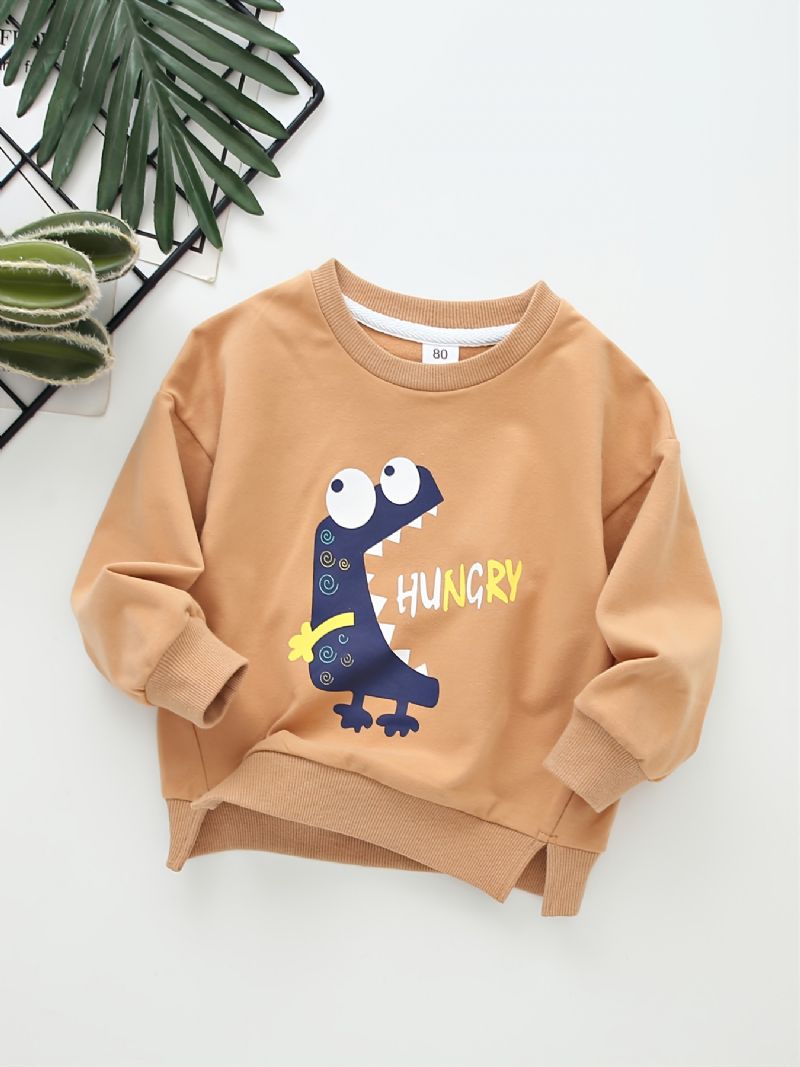 Barn Gutter Dinosaur Print Rund Hals Langermet Sweatshirt