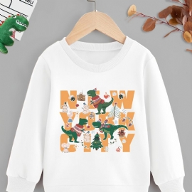 Barn Gutter Dinosaur Print Rund Hals Langermet Sweatshirt