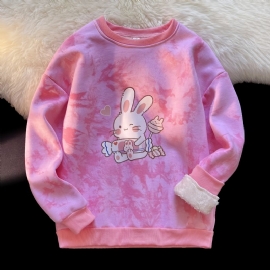 Barn Søt Bunny Candy Langermet Crew Neck Tie Dye Sweatshirts