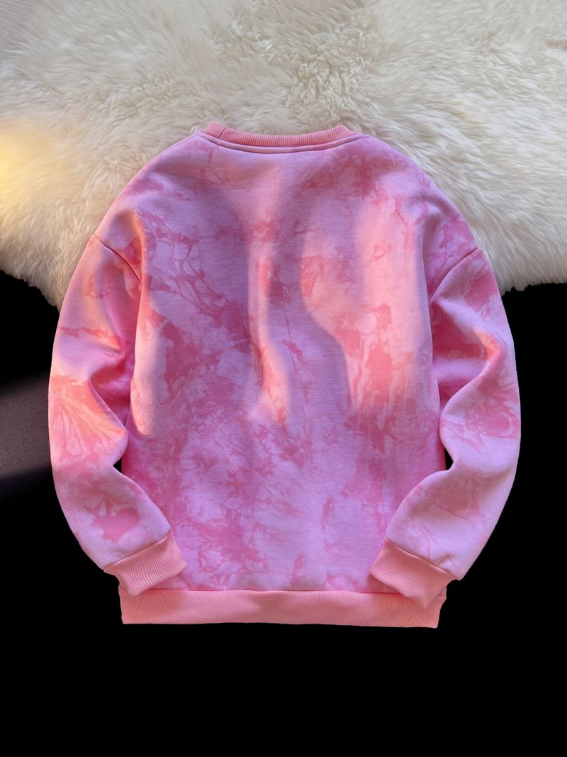 Barn Søt Bunny Candy Langermet Crew Neck Tie Dye Sweatshirts