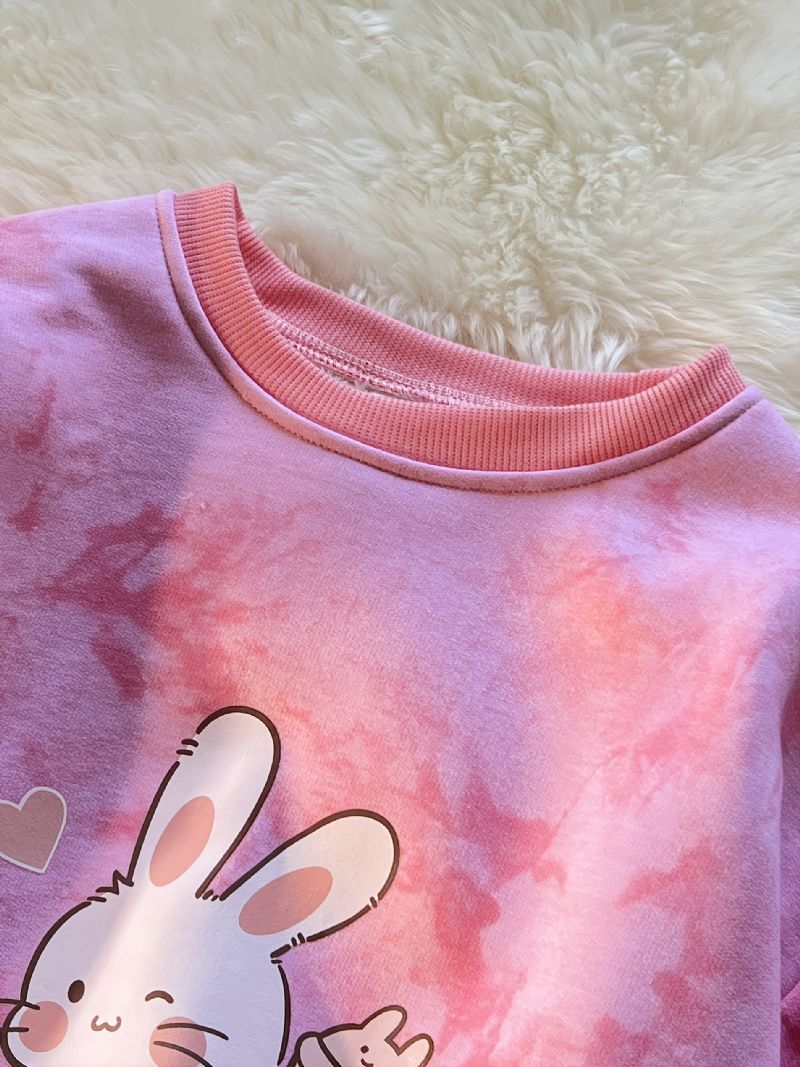 Barn Søt Bunny Candy Langermet Crew Neck Tie Dye Sweatshirts