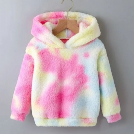 Barn Tie Dye Fleece Hettegenser Høst Og Vinter Barneklær