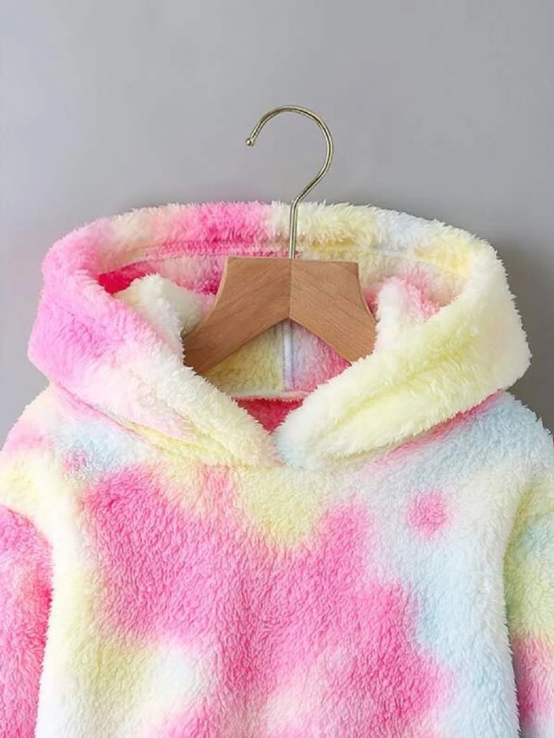 Barn Tie Dye Fleece Hettegenser Høst Og Vinter Barneklær