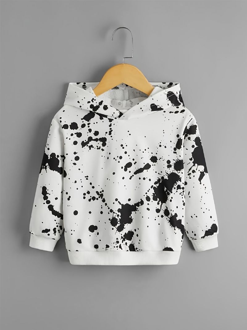 Barne Gutter Hettegenser Print Langermet Pullover Sweatshirt Barneklær