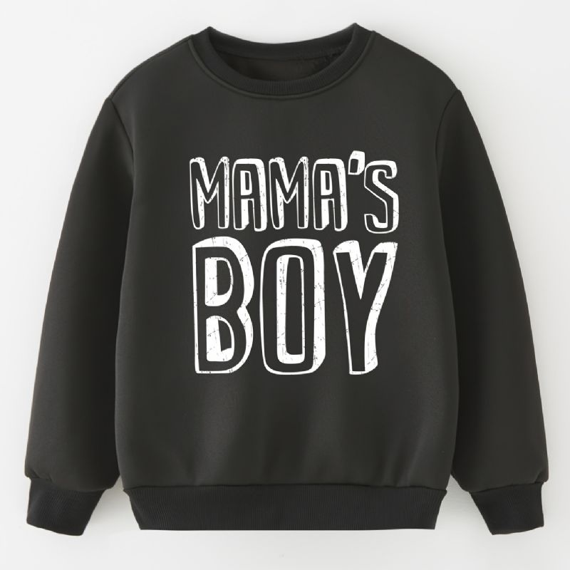 Barne Gutter Letter Print Pullover Rundhals Langermet Sweatshirt Barneklær