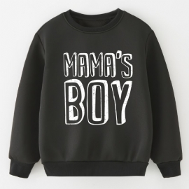 Barne Gutter Letter Print Pullover Rundhals Langermet Sweatshirt Barneklær