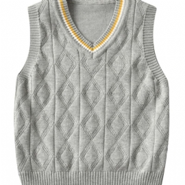 Barnegenser Vest College Style Gutter Strikket Pullover