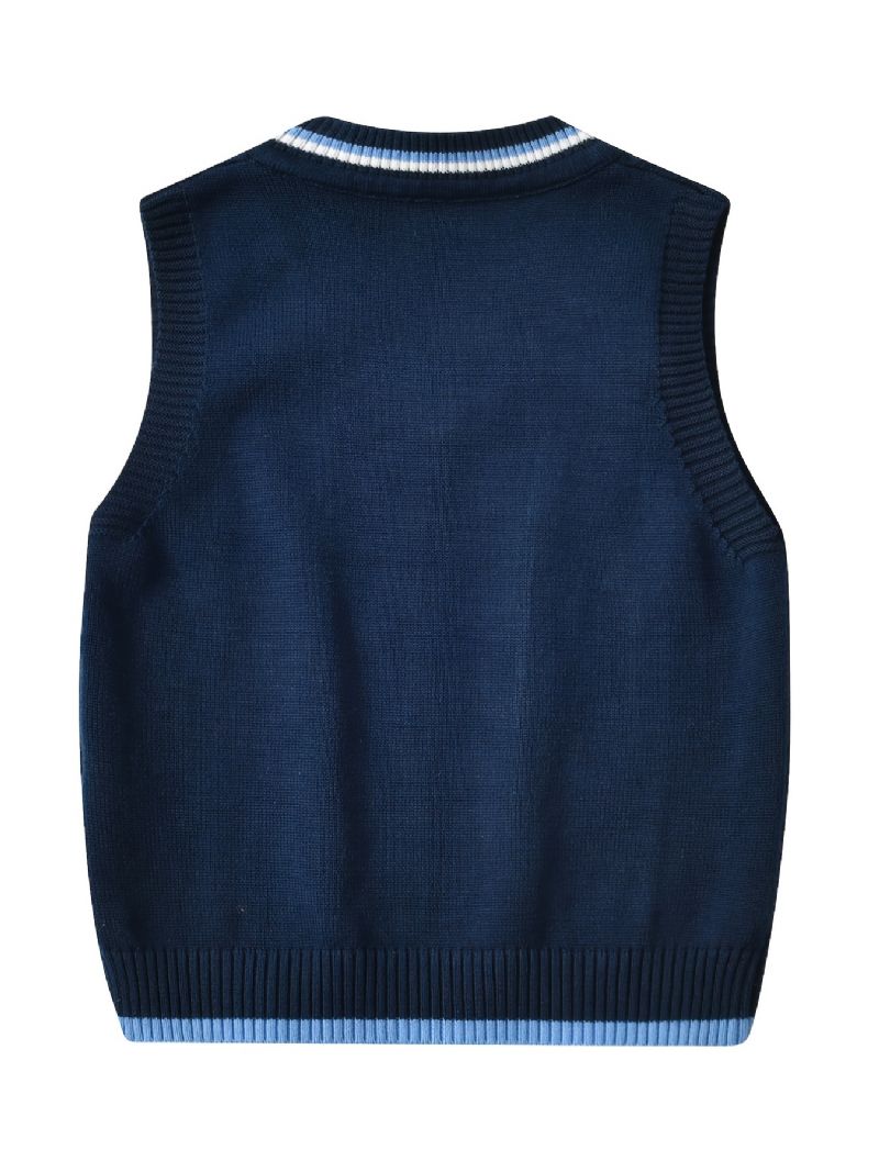 Barnegenser Vest College Style Gutter Strikket Pullover