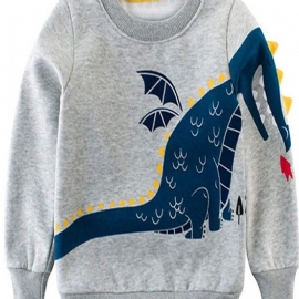 Gutter Dinosaur Print Langermet Crew Neck Sweatshirt Barneklær