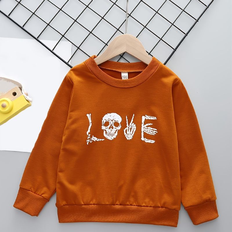 Christmas Gutter Personlighet Casual Letter Skull Print Crew Neck Pullover Sweatshirt