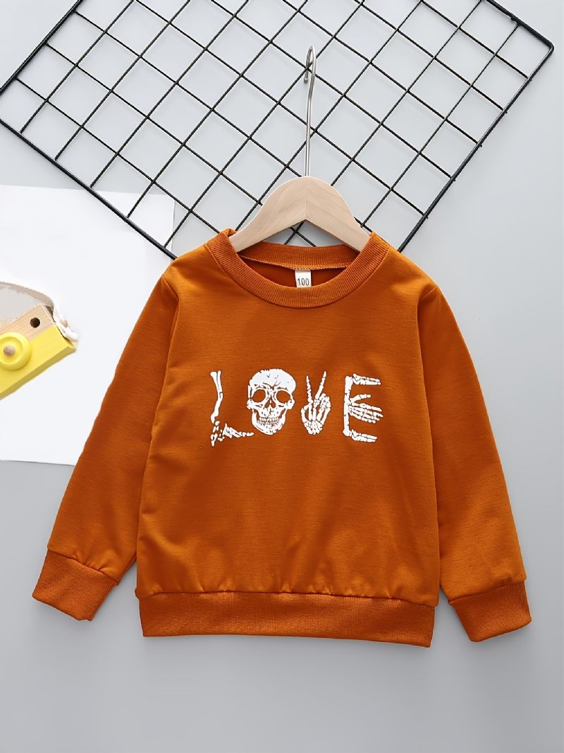 Christmas Gutter Personlighet Casual Letter Skull Print Crew Neck Pullover Sweatshirt