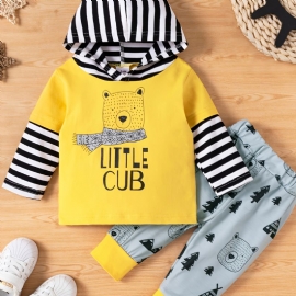 Gutte Stripete Fargeblokk Hettegenser + Joggebuksesett Babyklær