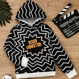 Guttens Casual Letter Print Stripet Design Polyester Sweatshirt