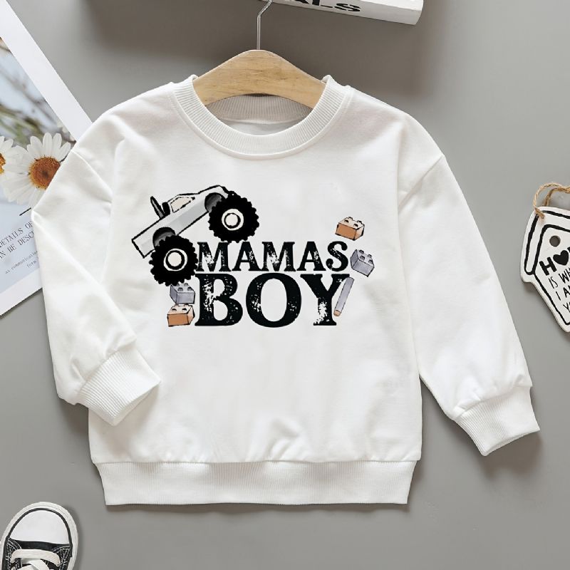 Guttens Casual Simple Pullover Sweatshirt Med Mamas Gutter Cartoon Car Print For Winter