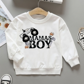 Guttens Casual Simple Pullover Sweatshirt Med Mamas Gutter Cartoon Car Print For Winter
