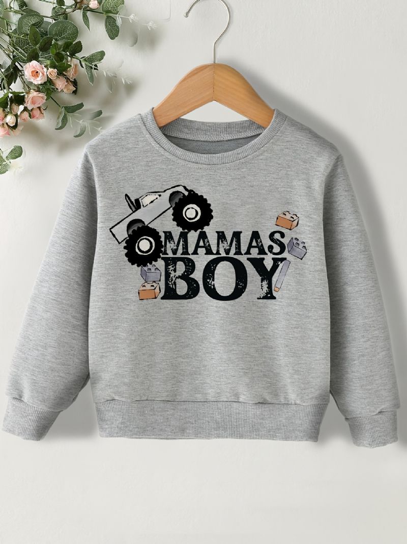 Guttens Casual Simple Pullover Sweatshirt Med Mamas Gutter Cartoon Car Print For Winter