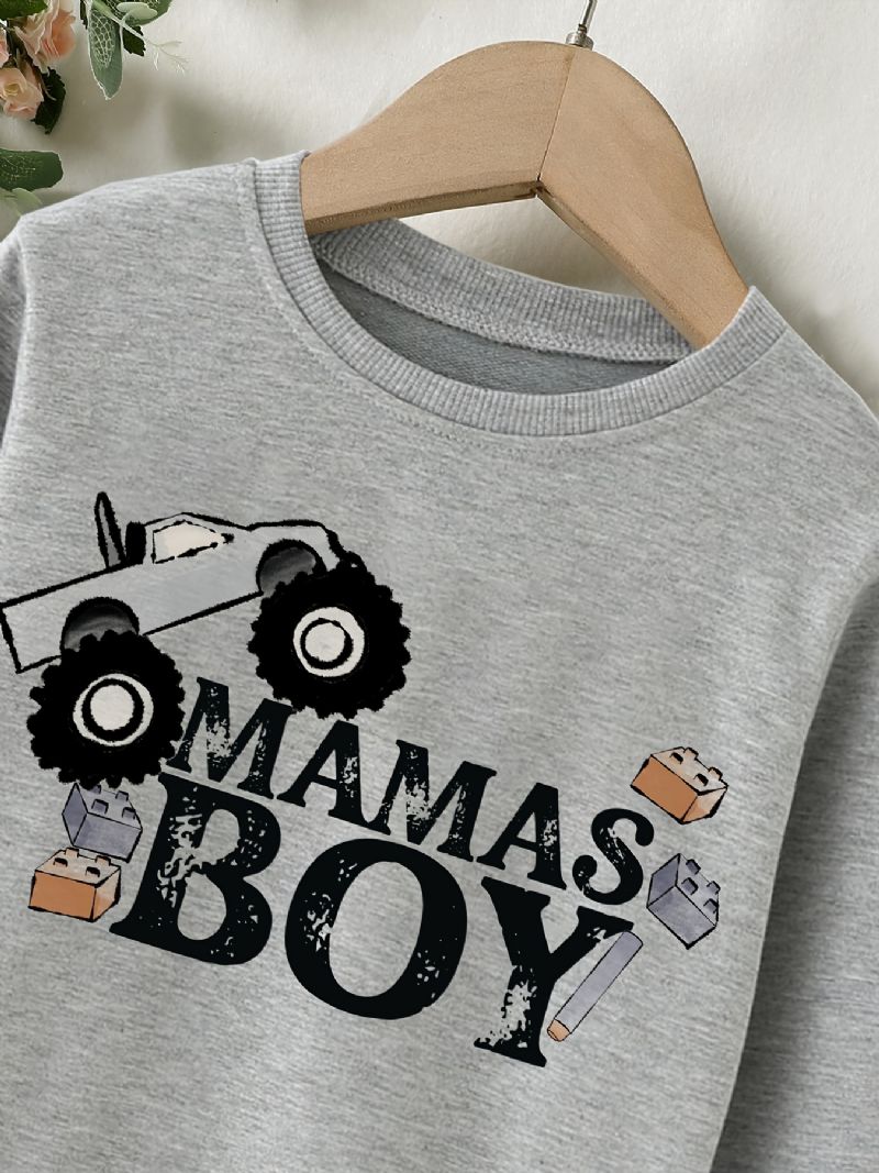 Guttens Casual Simple Pullover Sweatshirt Med Mamas Gutter Cartoon Car Print For Winter