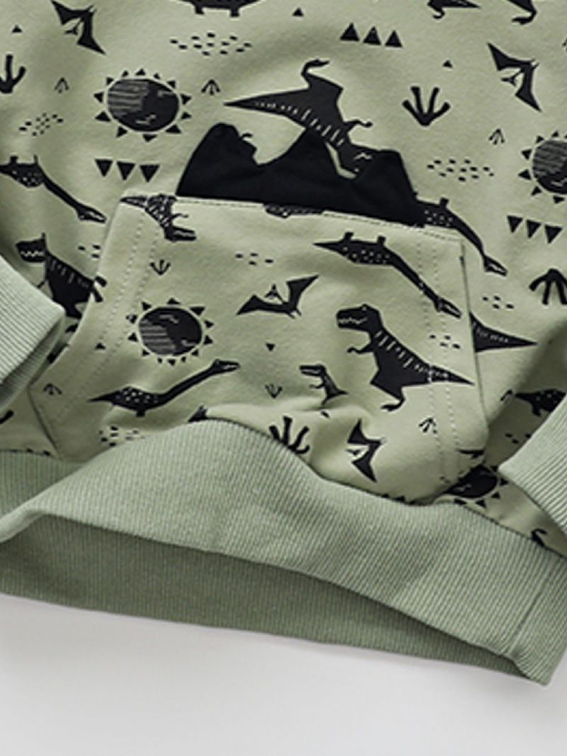 Gutter Barn Tegneserie Dinosaur Print Crewneck Hettegenser Sweatshirt Høst Vinter Varm