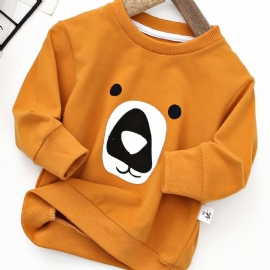 Gutter Bear Print Rundhals Langermet Sweatshirt Høst Vinter