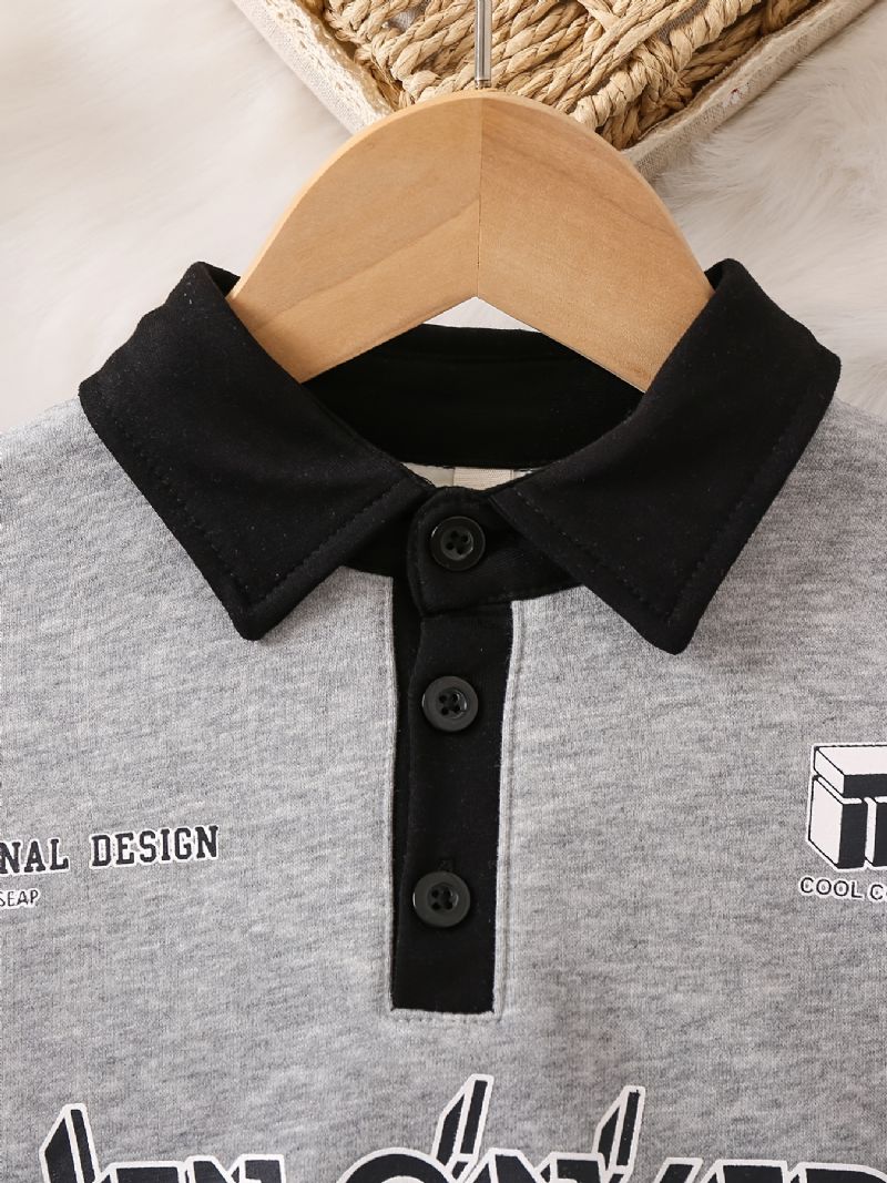 Gutter Casual Letter Print Langermet Lapel Pullover Sweatshirt Klær