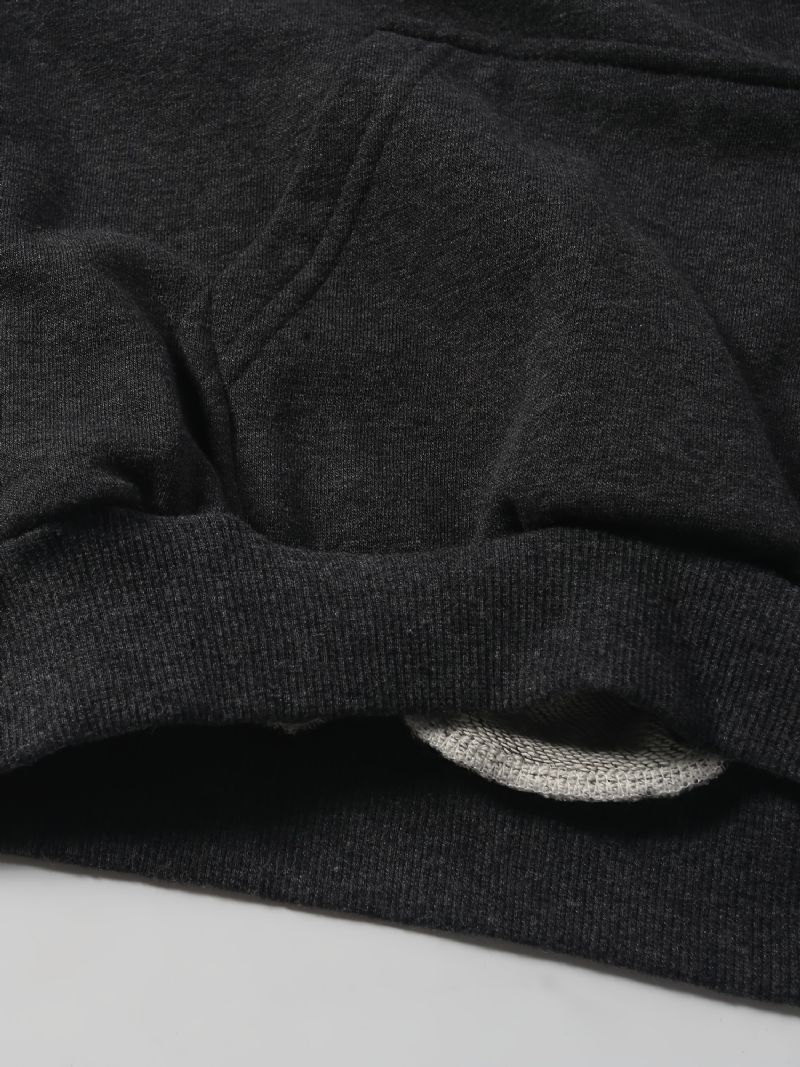 Gutter Casual Letter Print Pocket Front Langermet Hettegenser Klær