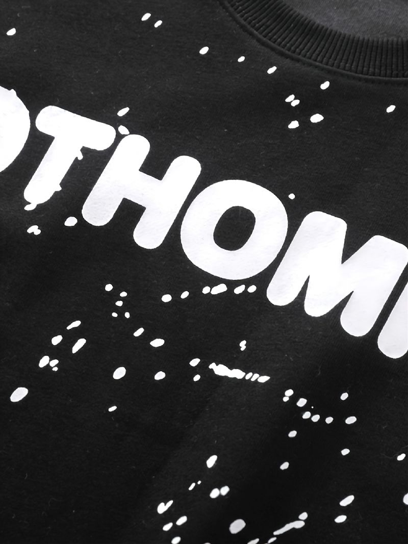 Gutter Casual Othomie Print Pullover Sweatshirt & Stripete Joggebukser For Vinter Utendørs