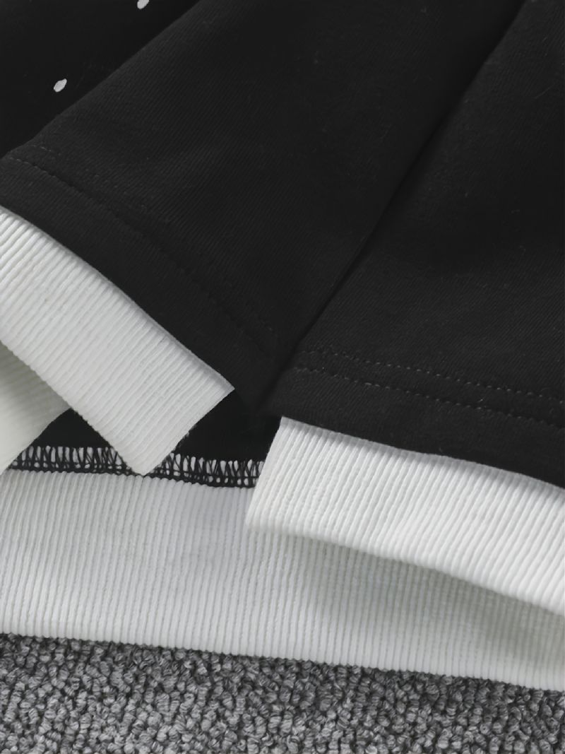 Gutter Casual Othomie Print Pullover Sweatshirt & Stripete Joggebukser For Vinter Utendørs